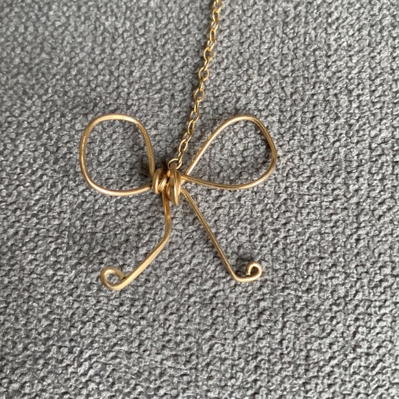 Anthropologie Delicate Gold Wire Dangling Bow Earrings - Picture 2 of 2